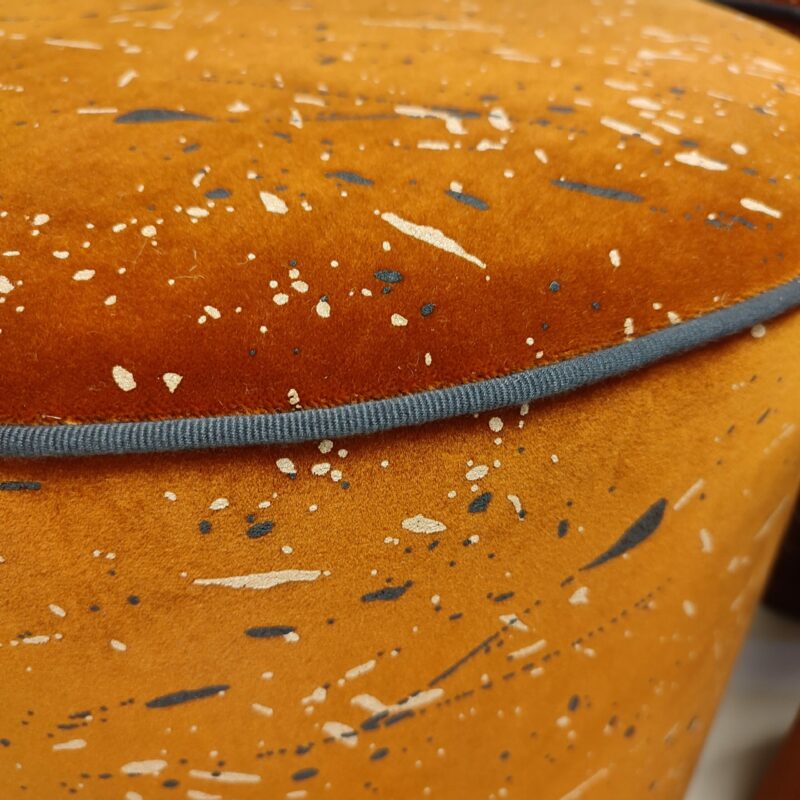 Bespoke orange velvet footstool