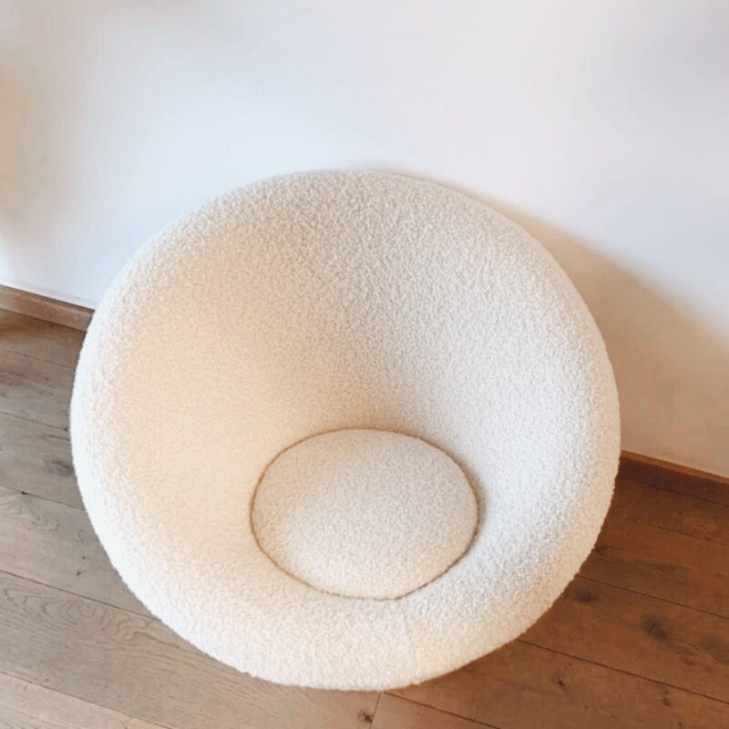 Ivory boucle Mushroom chair by Paulin