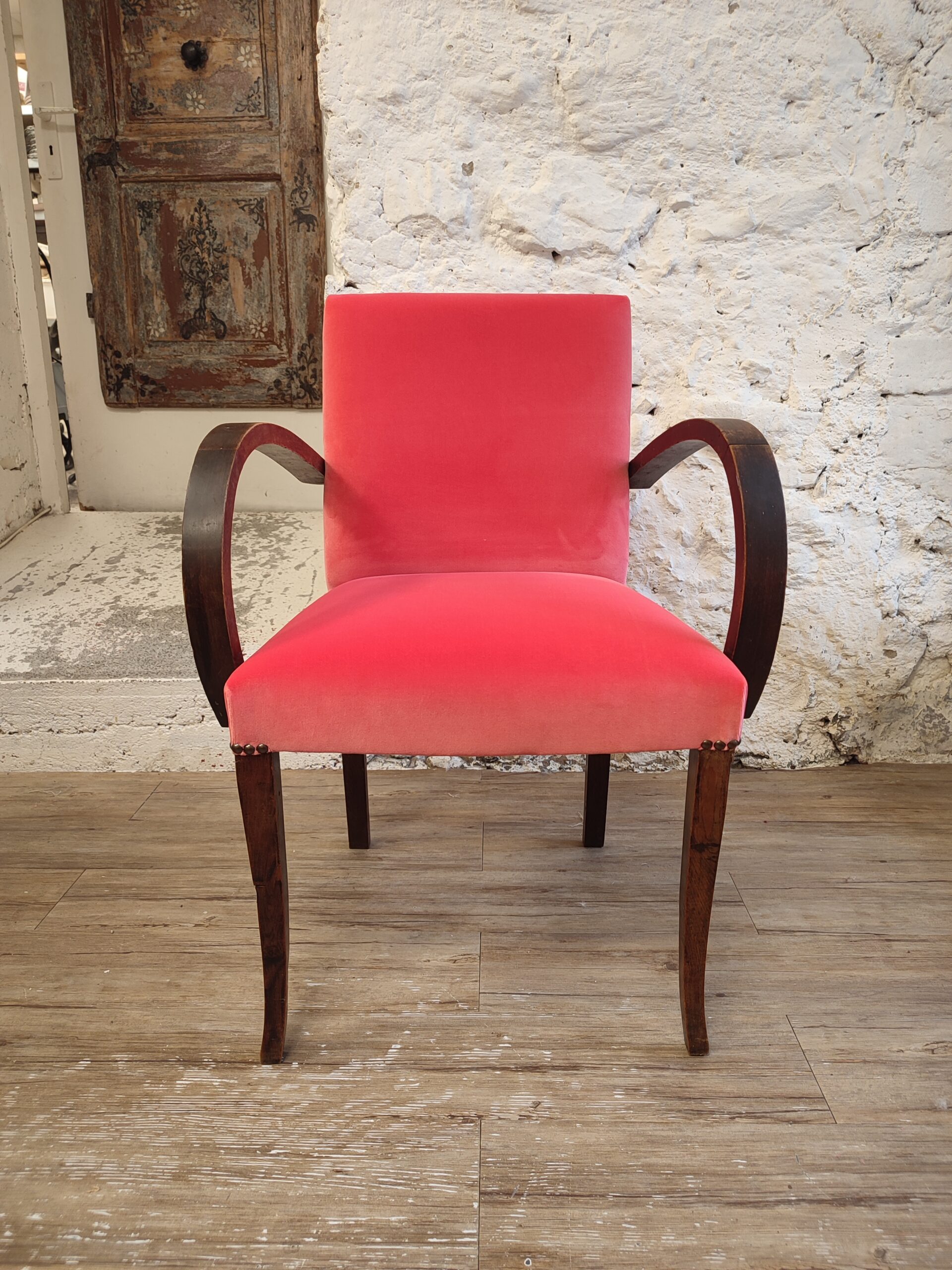 Pink velvet chair