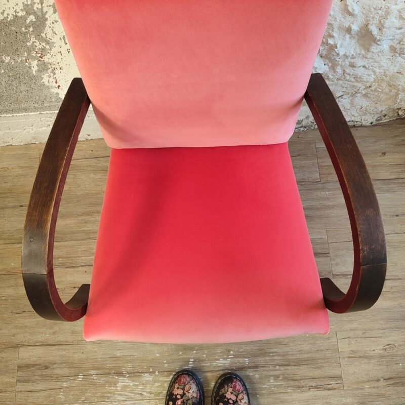 Bridge chair + pink velvet cotton