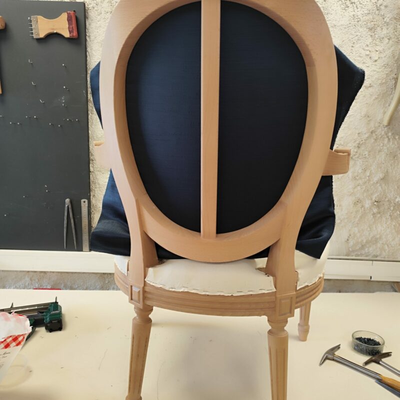 How to upholster a picture back “medallion” chair with foam and edge roll.