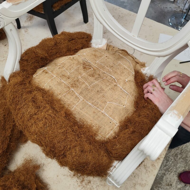 First stuffing on a cabriolet chair