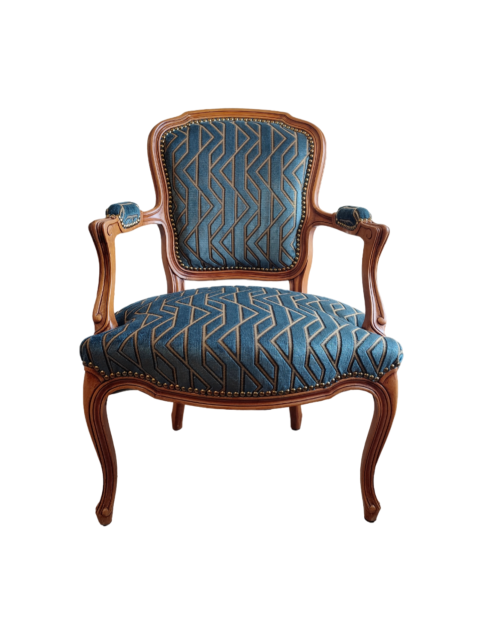 Reupholstered cabriolet chair
