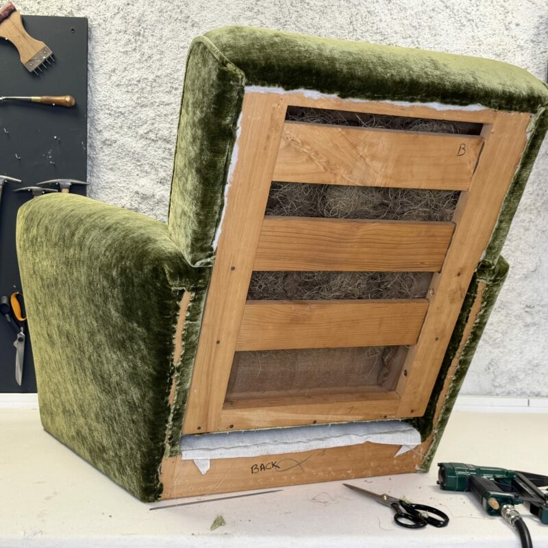 How to cover the outside back of a club chair