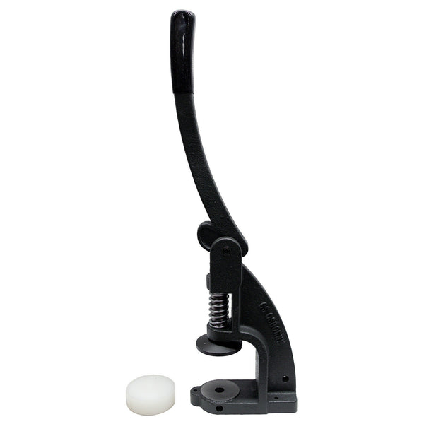 C.S. Osborne W1 manual button press for making covered upholstery buttons, with interchangeable dies